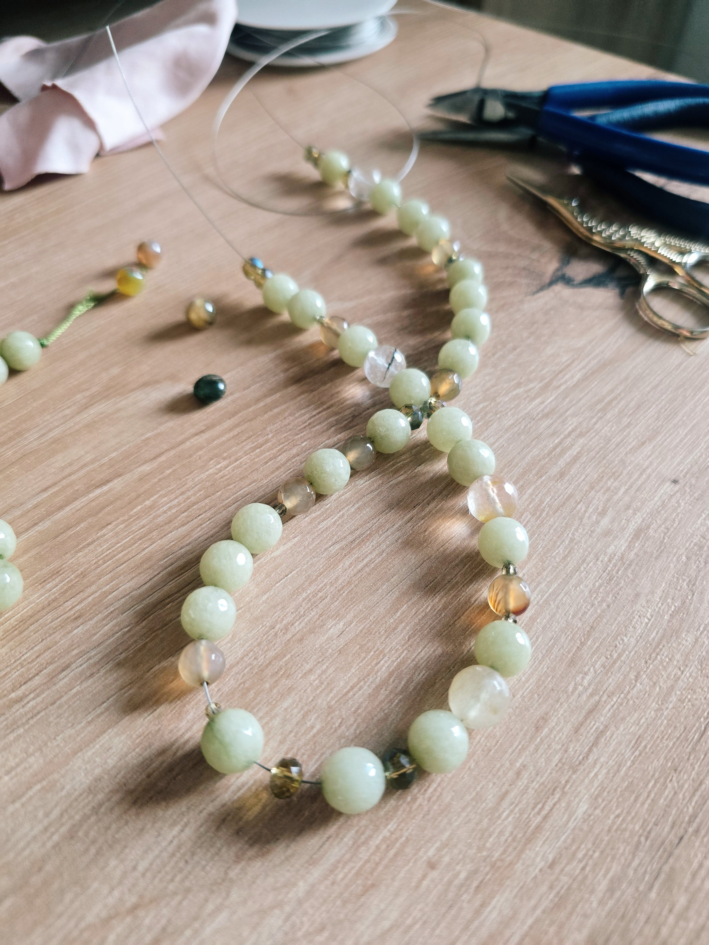 Gentle green, dreamy jade stone necklace