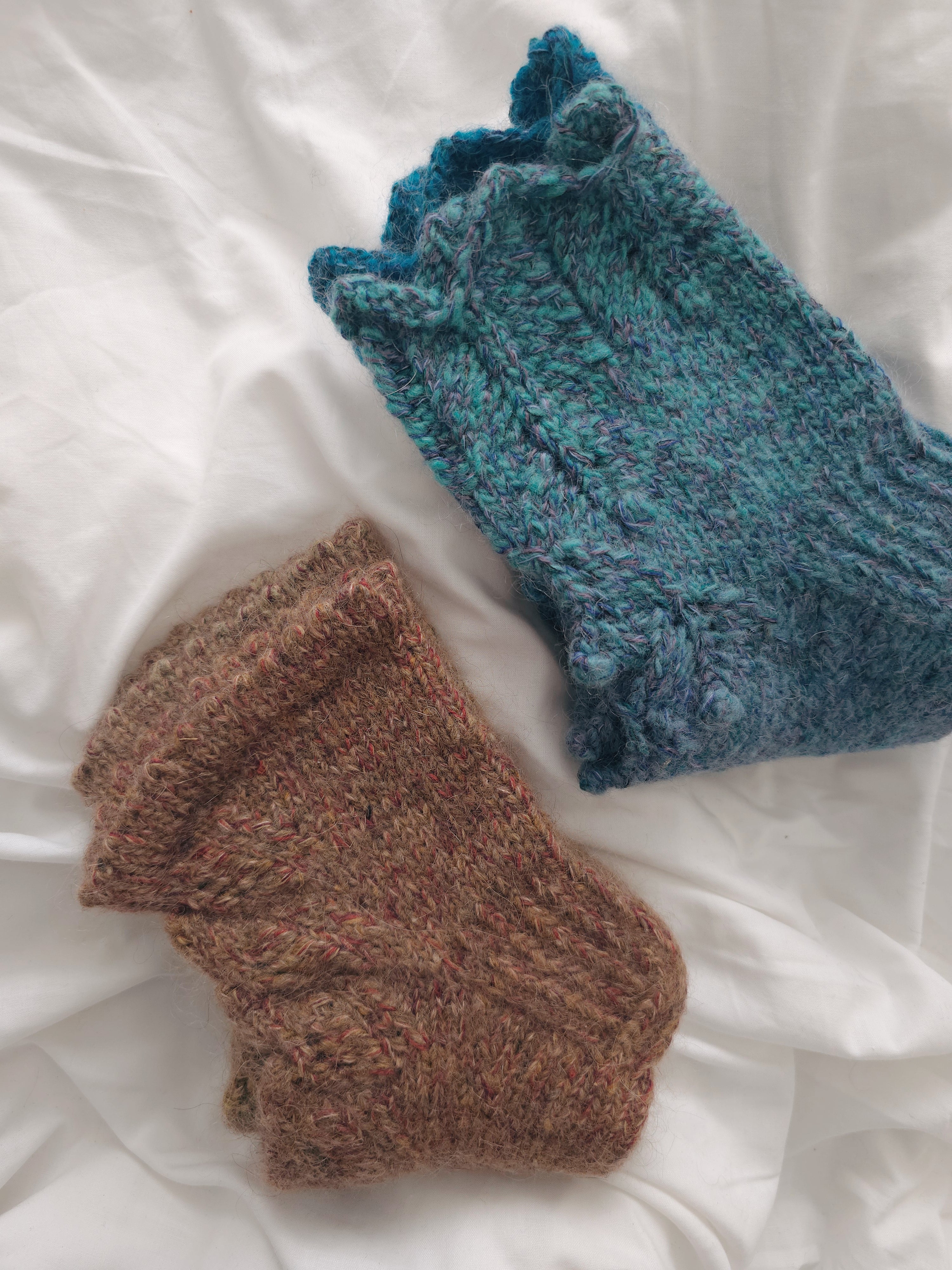 Light blue knitted socks from natural wool. Foot size 24cm