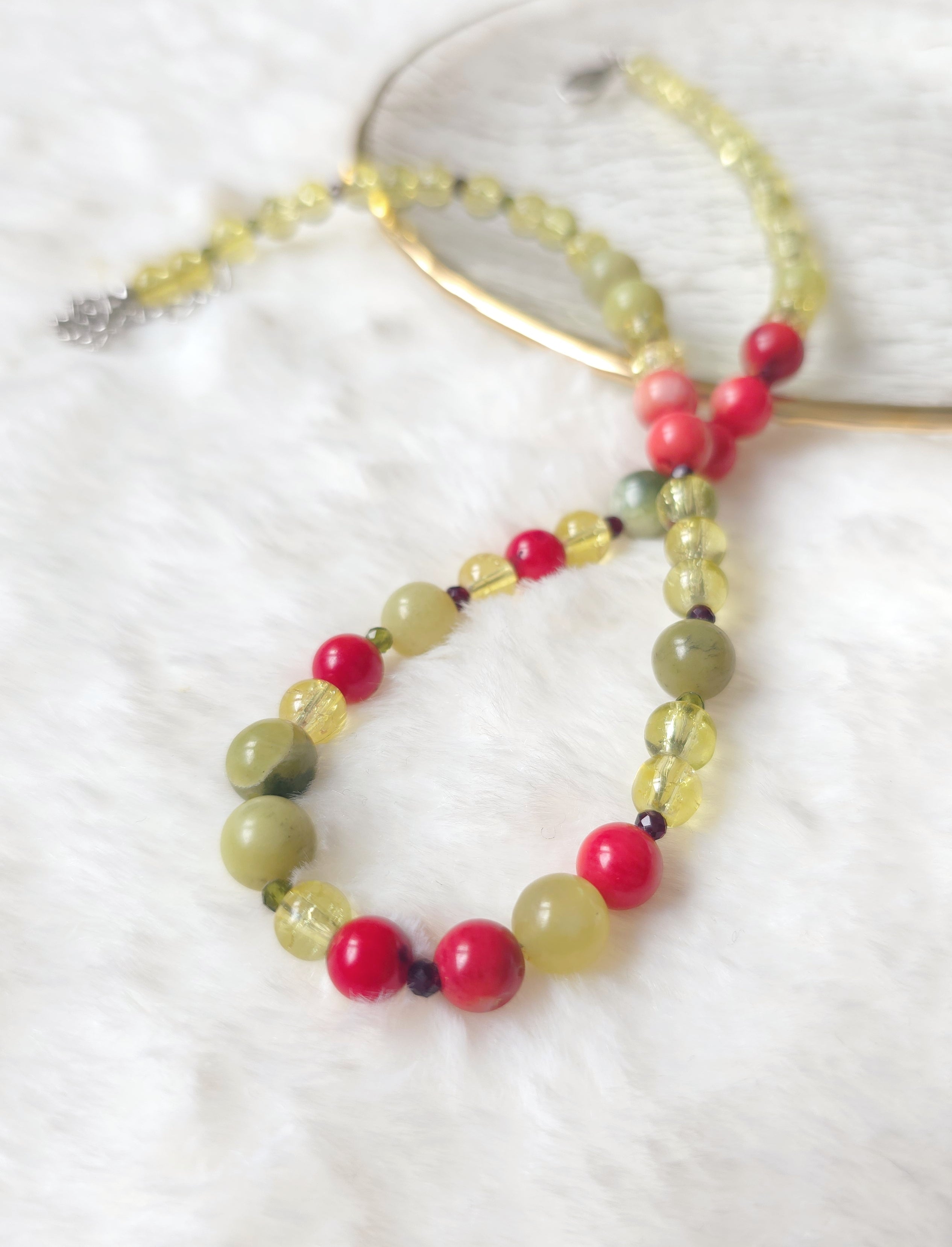 Green and red necklace like juicy apples