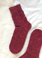 Rich pink handknitted  woolen socks