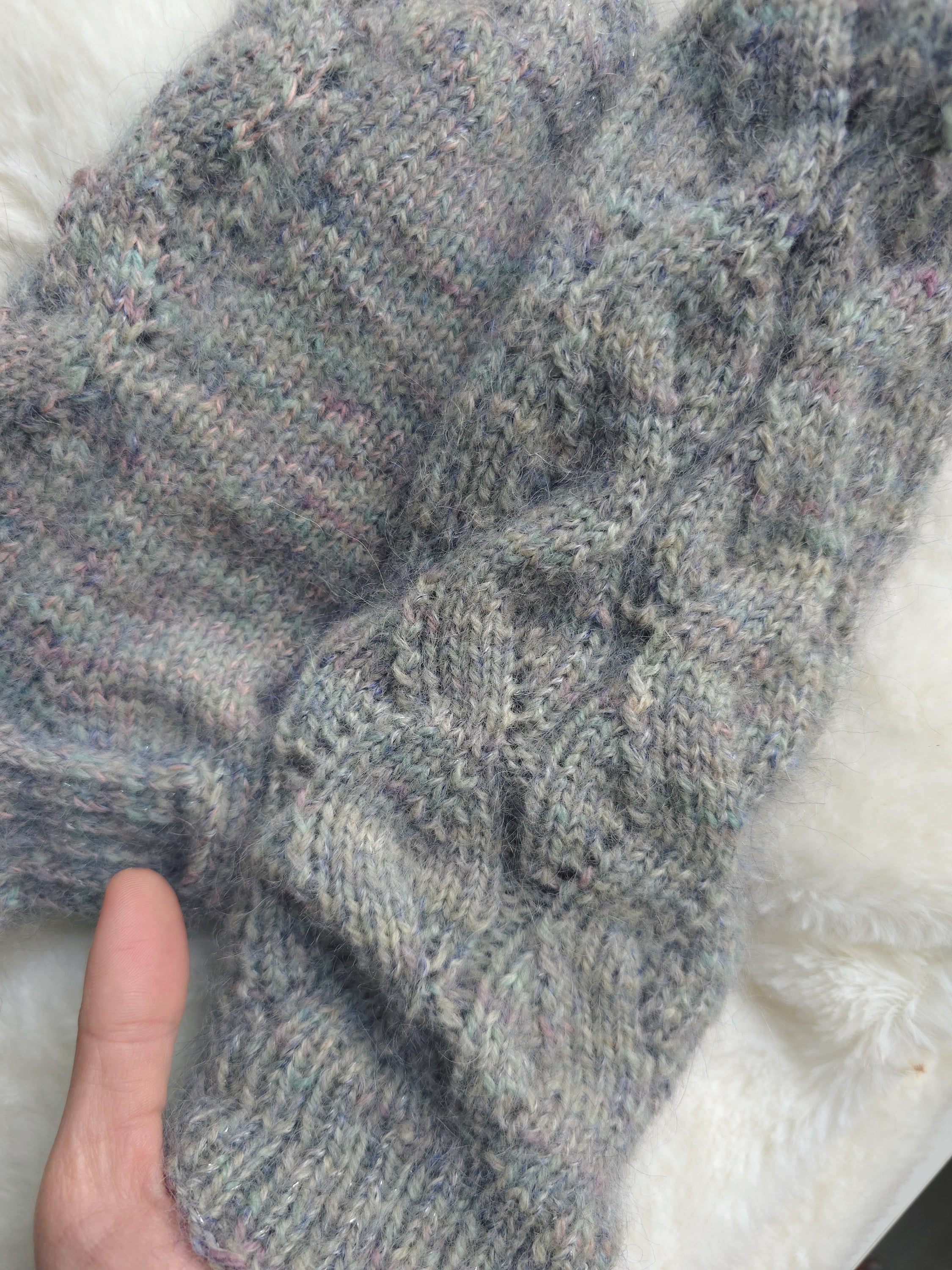 Icy blue woolen socks from hand dyed yarn. Foot size 23.5cm