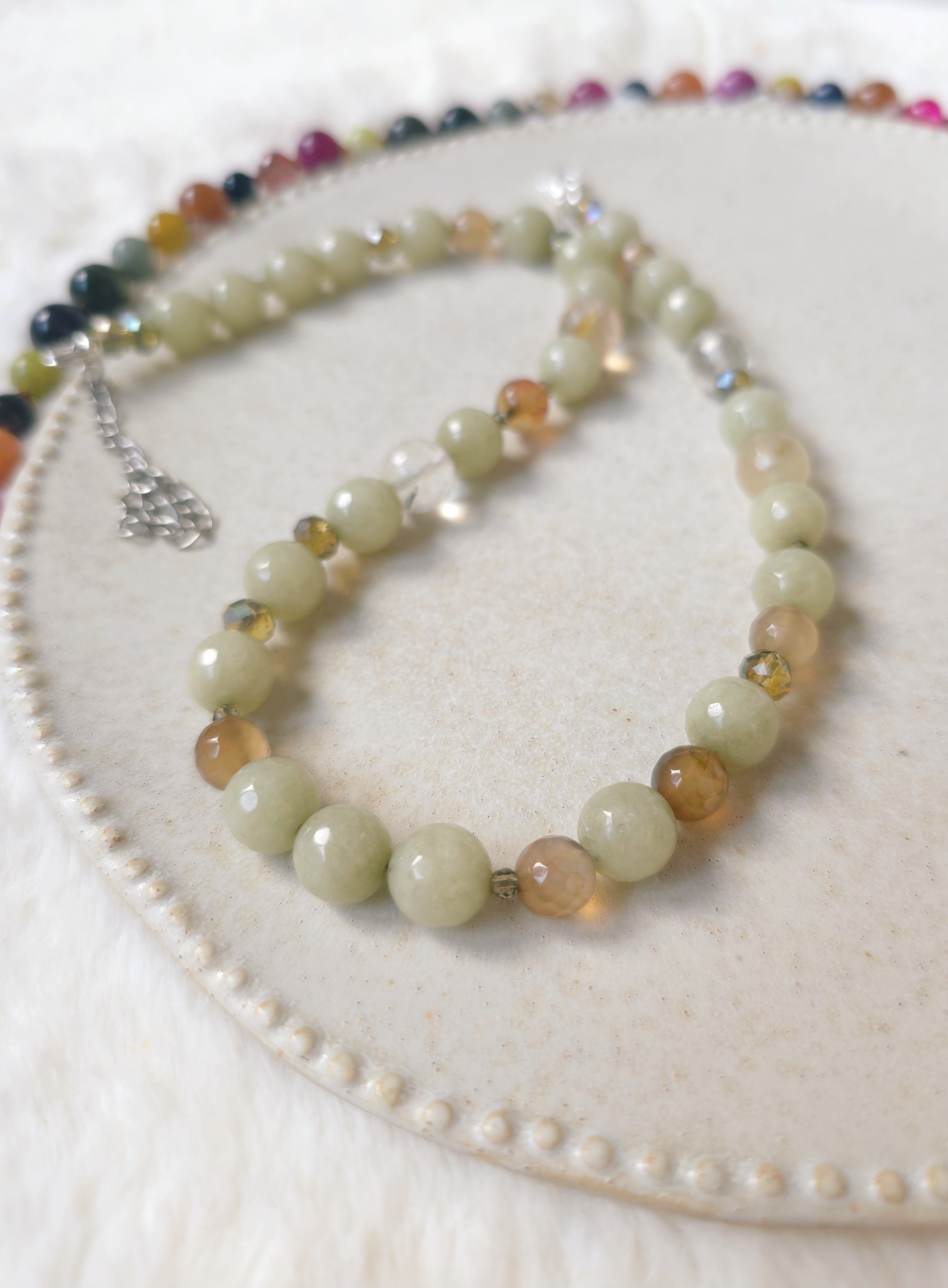 Gentle green, dreamy jade stone necklace