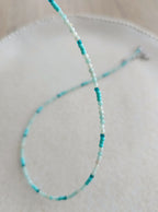 Summer blue tiny beads strand necklace