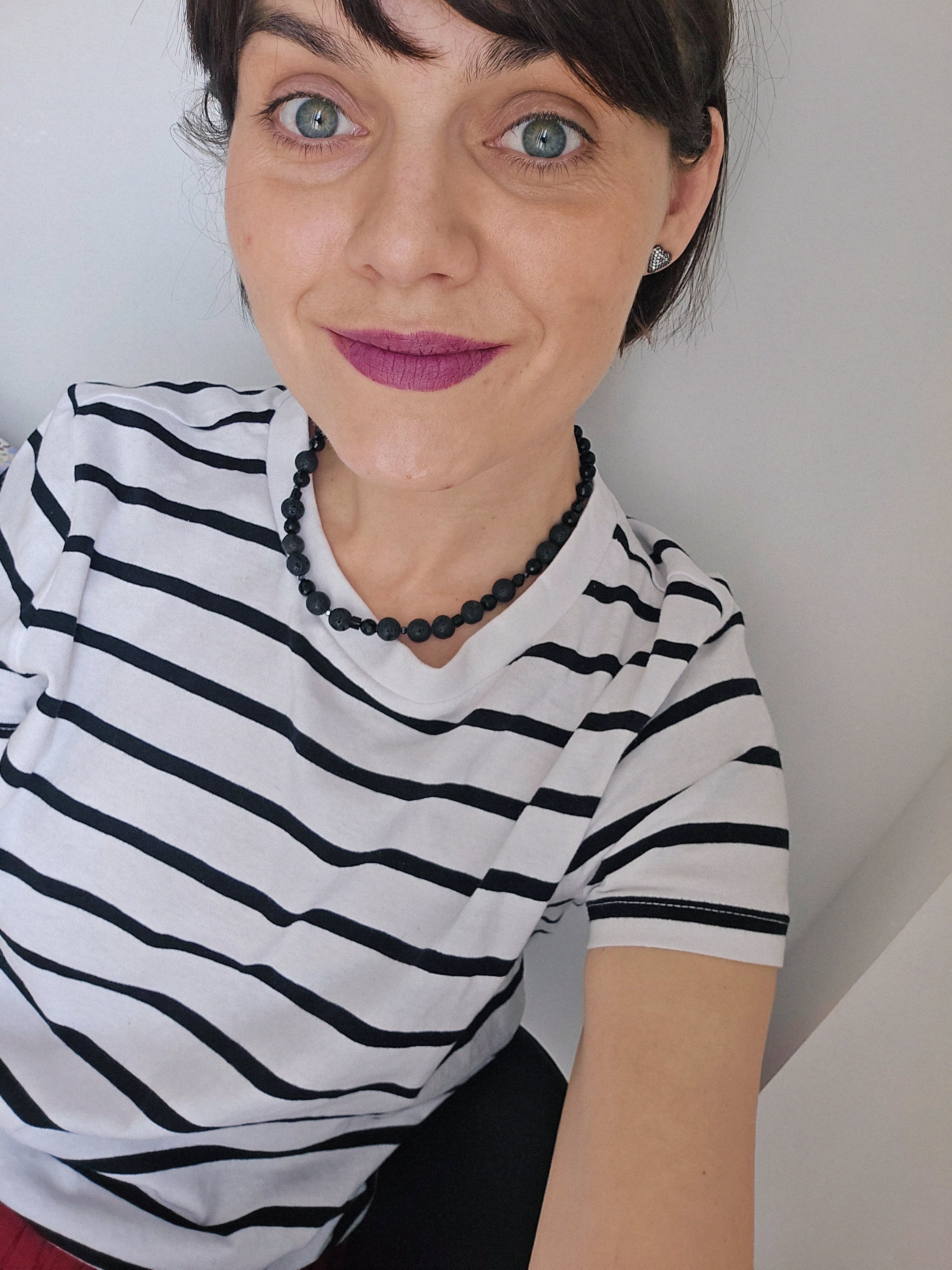 Midnight black lava and crystals necklace