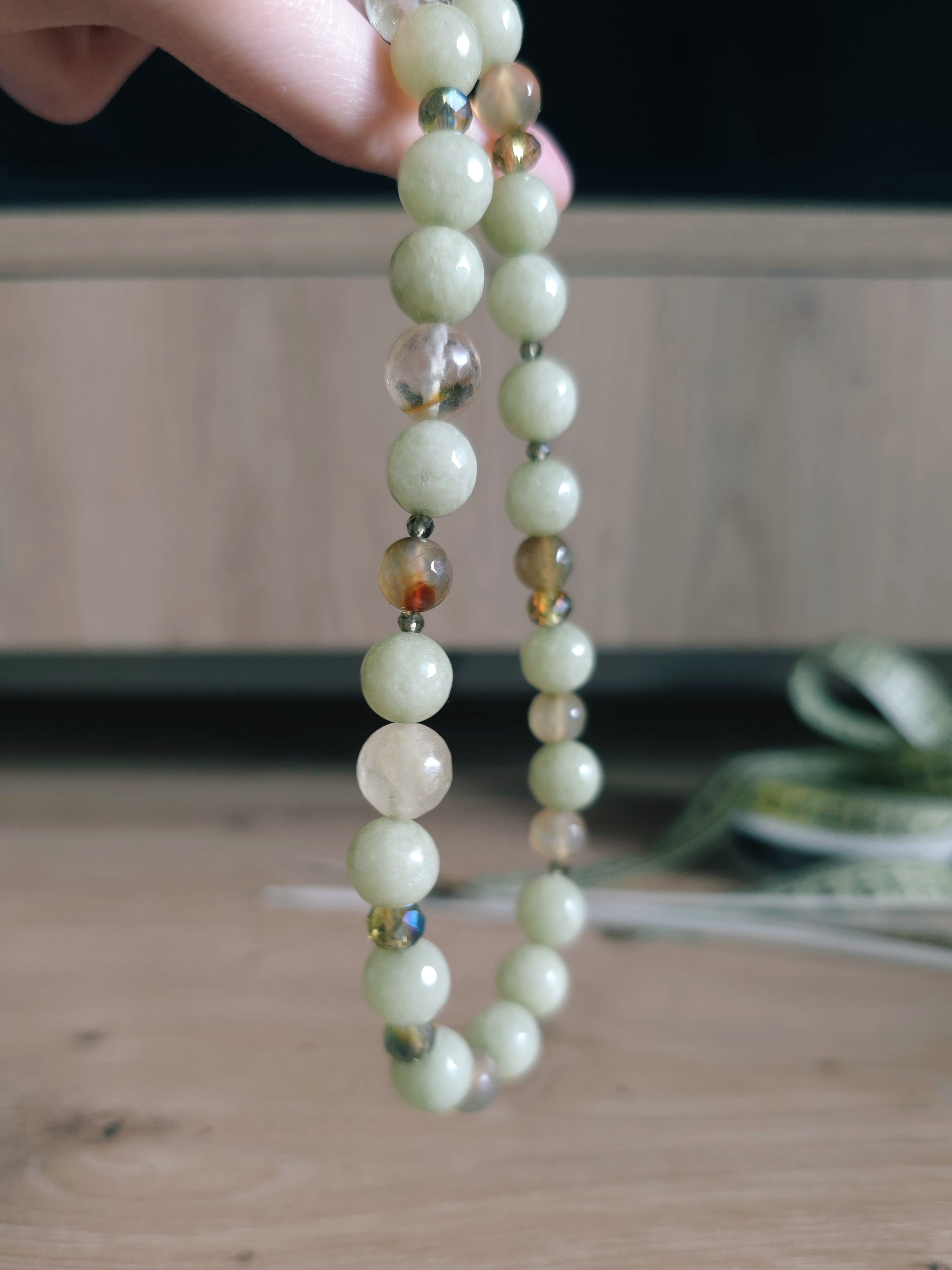 Gentle green, dreamy jade stone necklace