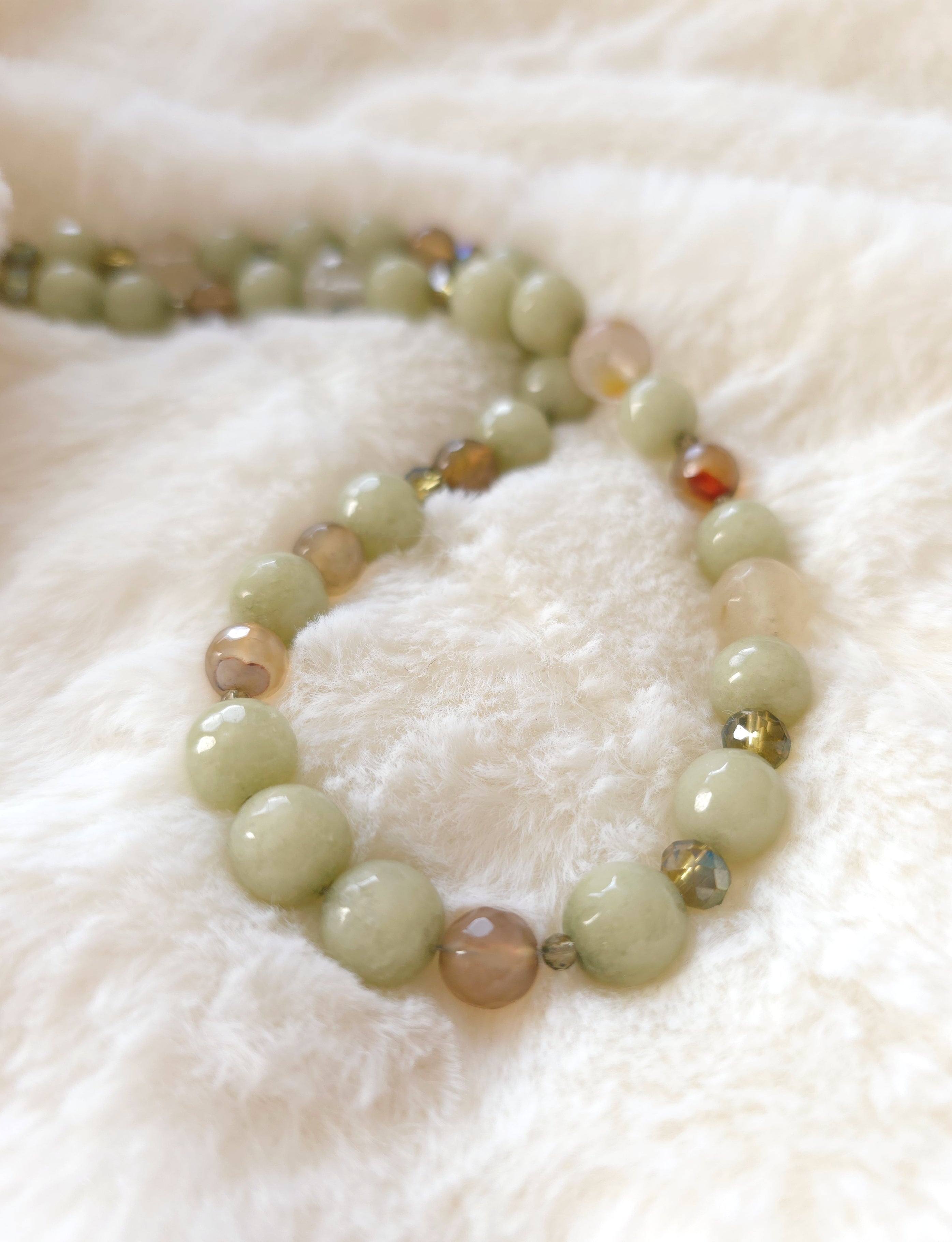 Gentle green, dreamy jade stone necklace