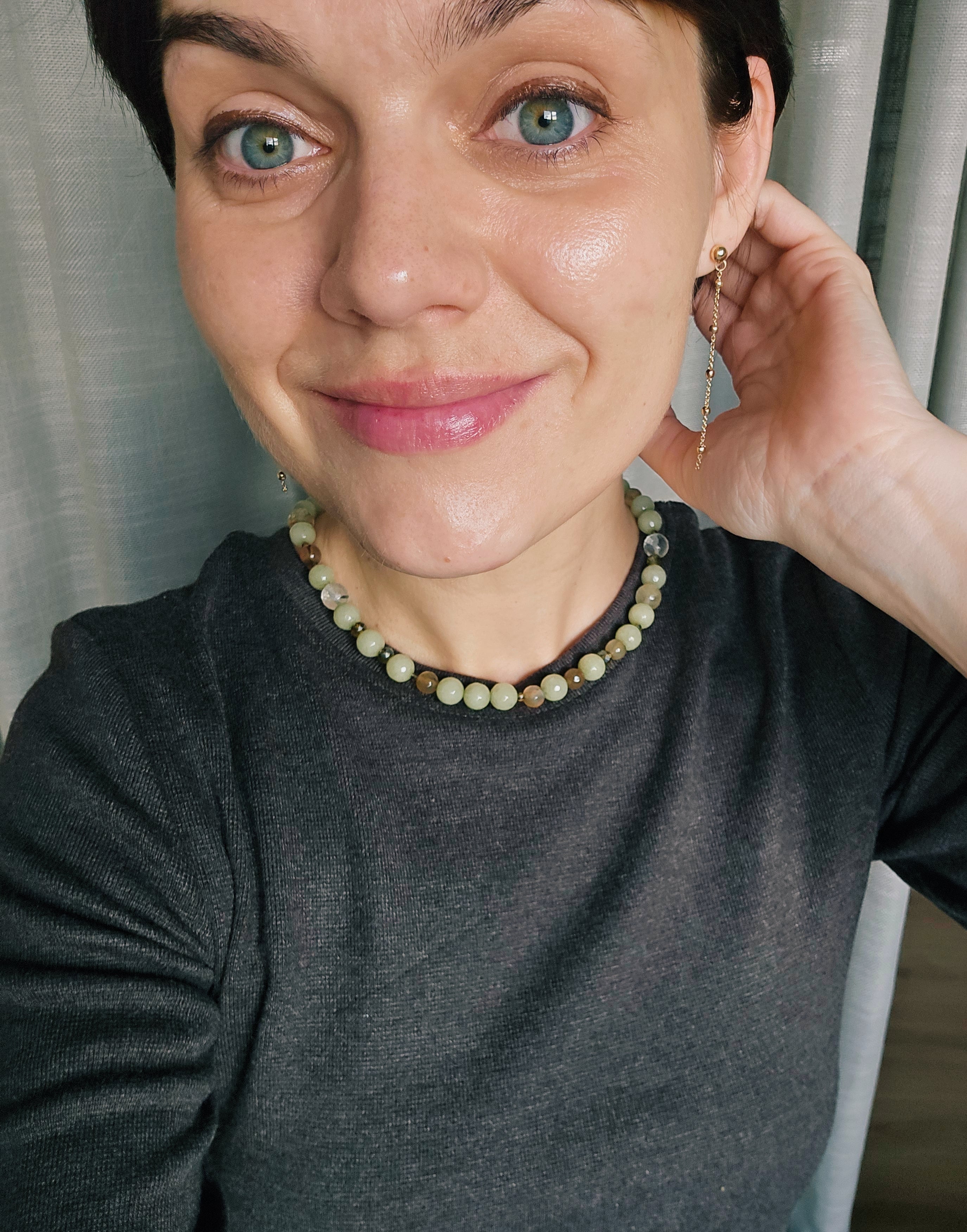 Gentle green, dreamy jade stone necklace