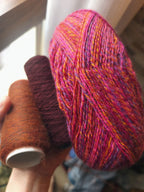 Rich pink handknitted  woolen socks